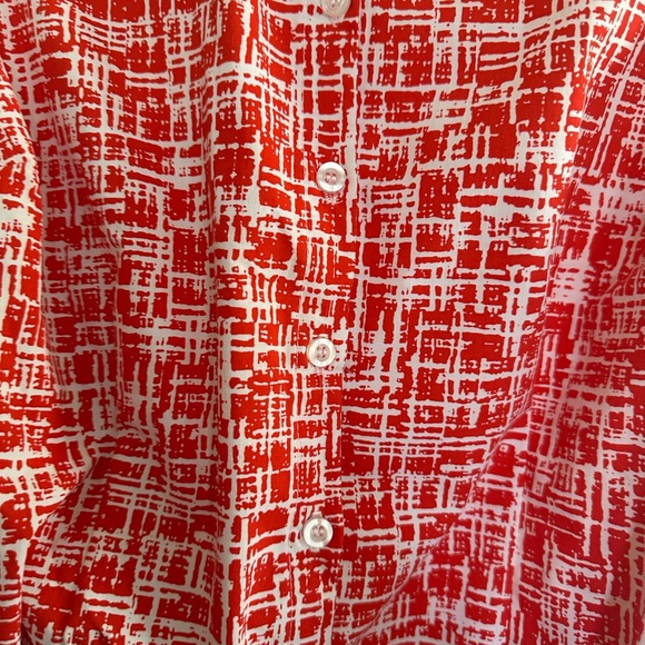 NWOT New York & Co Red Patterned Sleeveless Belted Top Size L - Picture 5 of 6